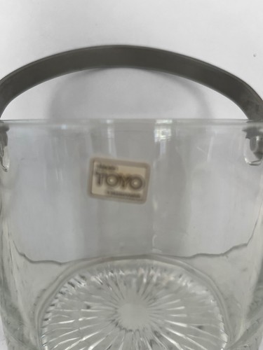 Toyo Glass Japan Ice Bucket With Stainless Steel Handle 11cm Vintage - Foto 2 di 11