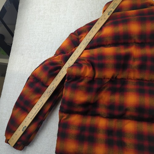 Zara Jacket Mens XL Orange Plaid Puffer Flannel Hip Hop Street Wear Y2K - Picture 12 of 12