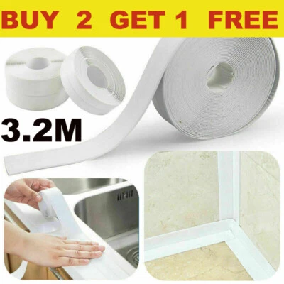 2BESTOFFER Self-adhesive Sealing Strip Bath Shower Sink Basin Edge White Sealant Tape UK