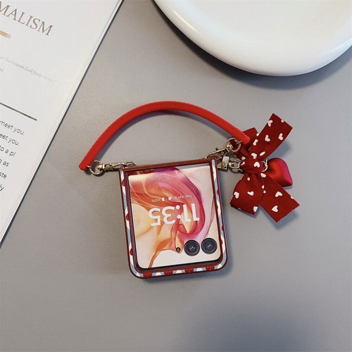 Funda de cuero con correa colgante de corazón y arco para Motorola Moto Razr+2024/50Ultra - Imagen 22 de 32