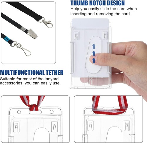 25 Pieces Vertical 2 ID Badge Holder Heavy Duty Plastic ID Card Holder Transp... - Picture 4 of 8