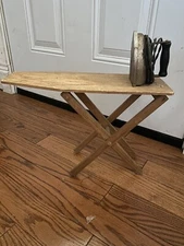 Vintage Child's Toy Wood Folding Ironing Board And Iron