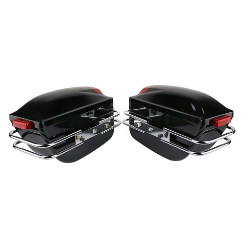2x Saddlebags Luggage Universal Motorcycle Hard Case Black for Harley-Davidson - Picture 7 of 9