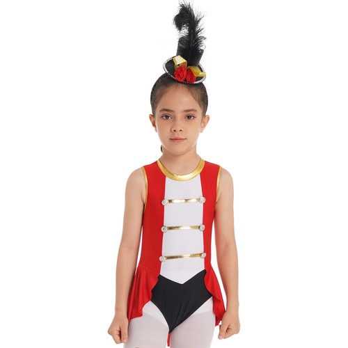 Girls Sleeveless Dance Leotard Circus Ringmaster Cosplay Fancy Dress Halloween - Picture 13 of 61