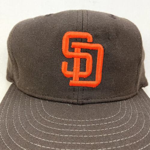 Vintage San Diego Padres Hat Cap Fitted 7 Brown New Era MLB Pro Model Leather - Picture 3 of 6