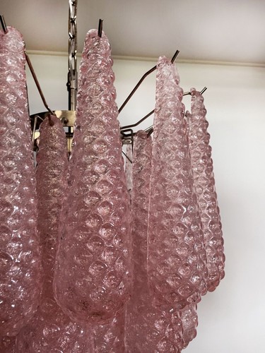 Italian Vintage Murano Chandelier 41 PINK Glass Petals Drop - Picture 9 of 20