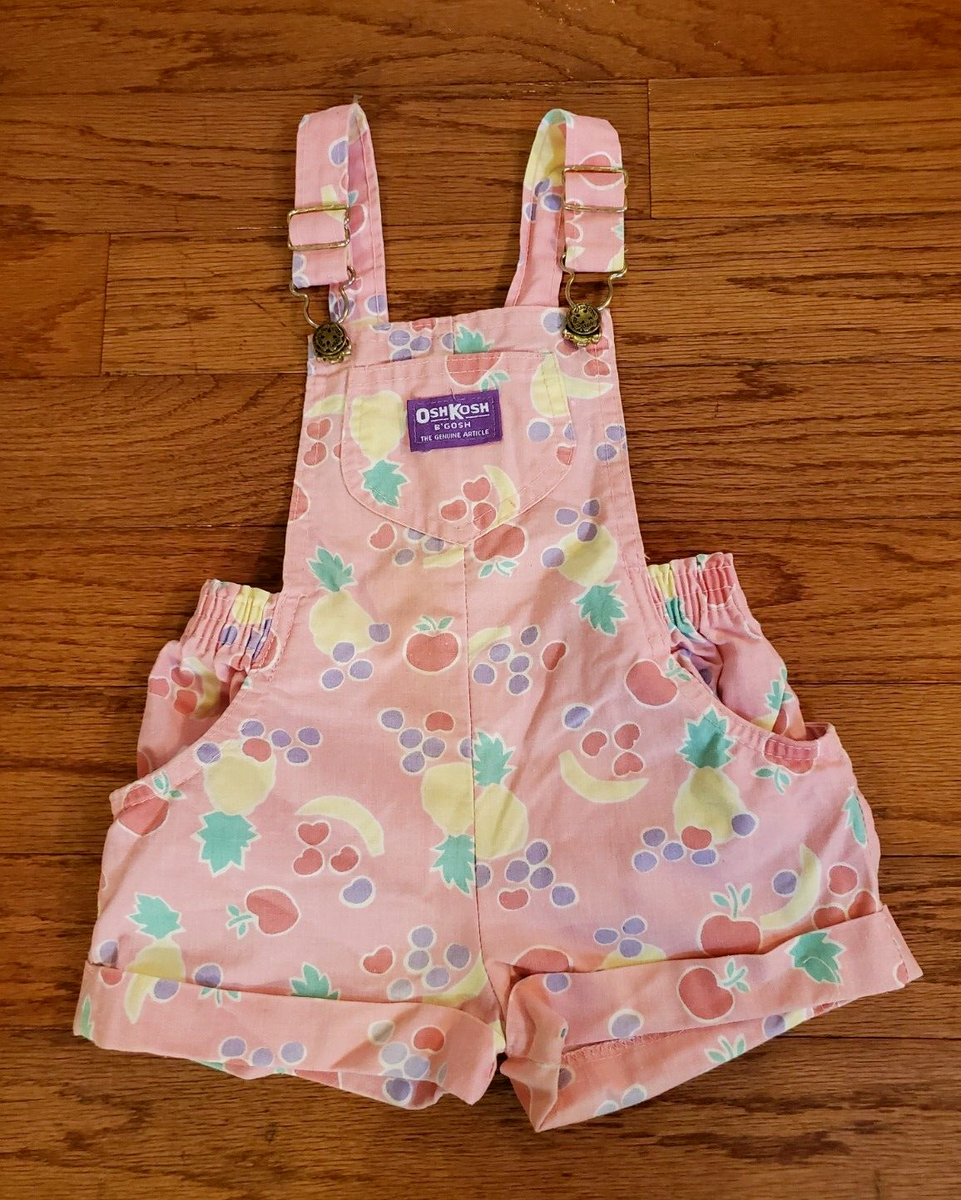 Vintage OshKosh Bgosh Vestbak Overalls Girls Pink Fruits