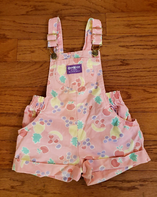 Vintage OshKosh Bgosh Vestbak Overalls Girls Pink Fruits