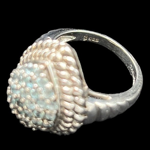 Blue Apatite Dome Ring Woman’s Size 6 Sterling Silver 925 Jewelry Rope Outline - Picture 8 of 10