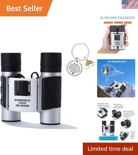 12x25 Small Folding Binoculars for Adults & Kids - Lightweight, Durable Design - Picture 1 of 9