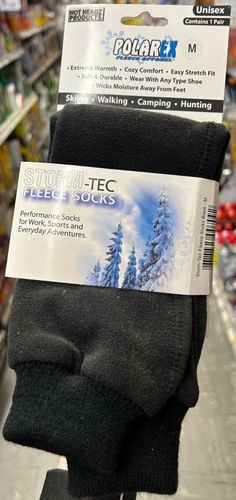 HotHeadz PolarEx Storm-Tec Fleece Unisex Performance Socks Black Medium - Picture 1 of 2