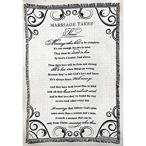 Manta de tapiz de algodón Marriage Takes Three en blanco y negro 52 x 68 - Imagen 1 de 1