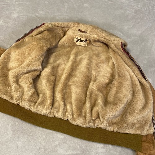 Vintage Schott NYC Suede Leather Shearling Sherpa Bomber Jacket Tan Mens Size 36 - Picture 10 of 18
