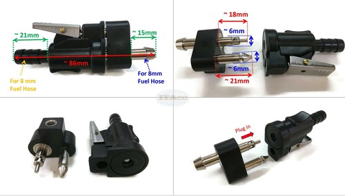 Boat Male Fuel Connector Kit 0397444 0174508 - Johnson Evinrude OMC Outboard 8MM - Picture 2 of 6