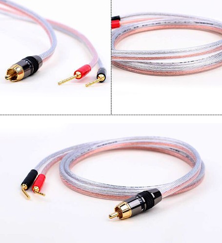 Pure Copper HiFi Single RCA Male to Banana/Pin Male Plug Speaker Cable Spliter - Picture 6 of 8