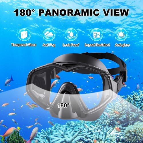 Juego de tubos de snorkel seco antifugas Dorlle con gafas de visión ancha antiniebla - azul - Imagen 3 de 6