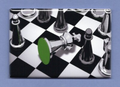 CHESS GAME *2x3 FRIDGE MAGNET* THE QUEEN'S GAMBIT KING QUEEN BISHOP KNIGHT PAWN