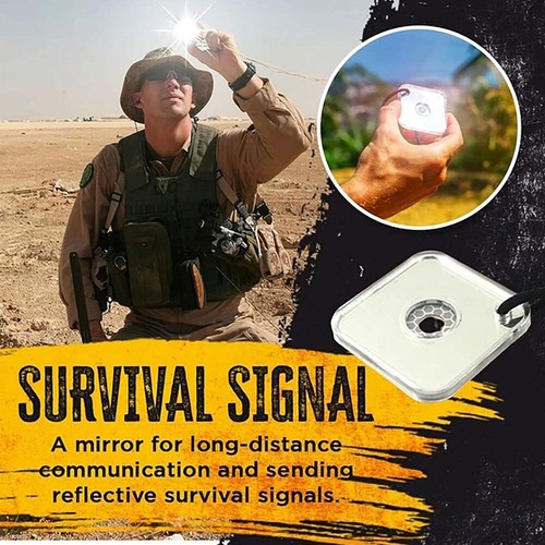 Outdoor Reflective Signal Mirror for Hiking Camping Emergency First Aid Survival - Picture 3 of 11