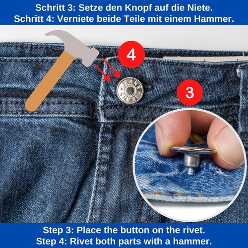Jeansknöpfe zum Nieten Hosen Knopf Jeansknopf Hosenknöpfe Ersatz Metall Knöpfe - Bild 6 von 19