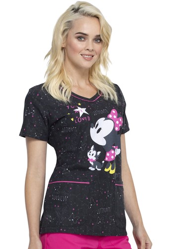 Minnie Mouse Cherokee Scrubs Tooniforms Disney V Neck Top TF634 MNYL - Picture 2 of 6