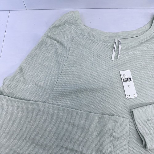 Top donna Anthropologie cropped drop dolman manica a costine verde chiaro grande nuovo con etichette - Foto 5 di 11