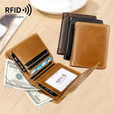 US Trifold Leather Wallet Purse Window Credit Card Holder RFID Blocking for Men