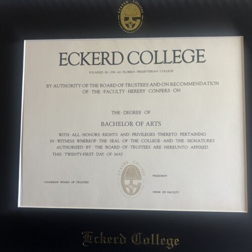 Custom - Diploma Gold Embossed Matting For. Eckerd College 8.5 X 11 +Diploma - Picture 4 of 6