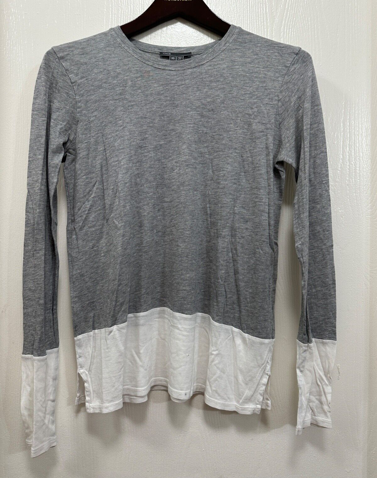 Vince Gray Lightweight Long Sleeve Top Size XS with Holes Everyday Essential