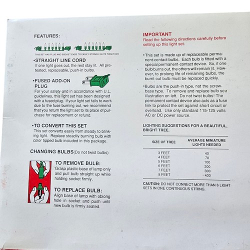 CHRISTMAS LIGHTS Vintage 100 Super Bright End-to-End Light Set NIB - Picture 7 of 9