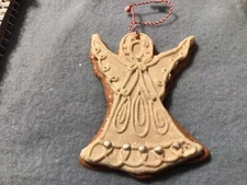 Christmas Gingerbread Iced  Poly Clay Angel Ornament New