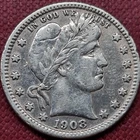 1908 D Barber Quarter 25c Better Grade XF Details #69462
