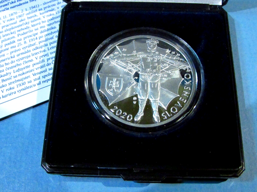 2020 Slowakei 10 Euro STEFAN BANIC Silber Proof Münze Tschechischer Fallschirm Erfinder