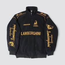 Adult F1 Vintage Racing Jacket Black Ebroidered Lamborghini Jacket