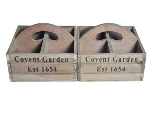 Wooden 4 Compartment Condiment Holder with Built-in Handle + Covent Garden Print - Picture 10 of 11