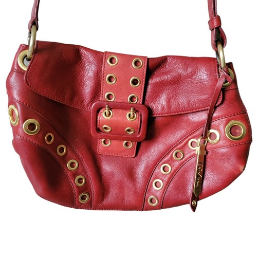 Cole Haan Womens Handbag Red Leather Metal Hardware Saddlebag Crossbody - Picture 1 of 10