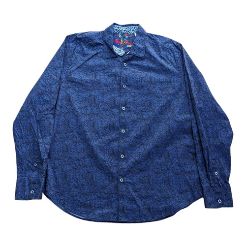 Robert Graham Flip Cuff Shirt Men's XL Long Sleeve Button Up Blue Floral EUC - Picture 2 of 4