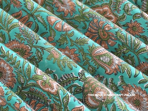 Indian Hand Block Print 100% Cotton Running Craft Dress Sewing Fabric By 5 Yard - Picture 41 of 69