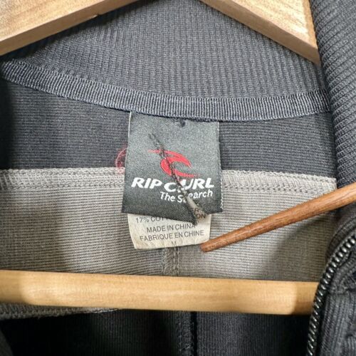 Y2K Rip Curl Mens Zip-Up Track Jacket Black & Gray Colorblock Side Spellout M - Picture 4 of 6
