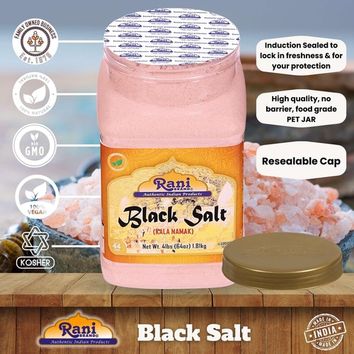 Rani Black Salt Powder (Kala Namak) Mineral 64oz (4lbs) 1.81kg Bulk PET Jar - Picture 4 of 9