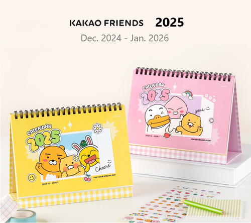 KAKAO Friends 2025 DESK CALENDAR 14 Months Dec. 2024 - Jan. 2026 + Track