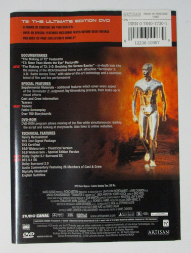 The Terminator 2 The Ultimate Edition - Arnold Schwarzenegger - DVD & Steel Slip - Picture 6 of 7