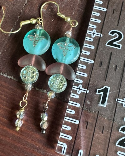 Czech glass Bee Earrings - Bild 1 von 4