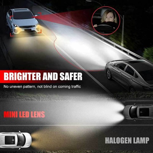 2x 100W H4 Mini Bi-LED Headlight Projector Lens Hi/Lo Beam Retrofit 50000LM RHD - Picture 10 of 12
