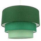 Contemporary Round Triple Tier Forest Green Cotton Fabric Pendant Light Shade...