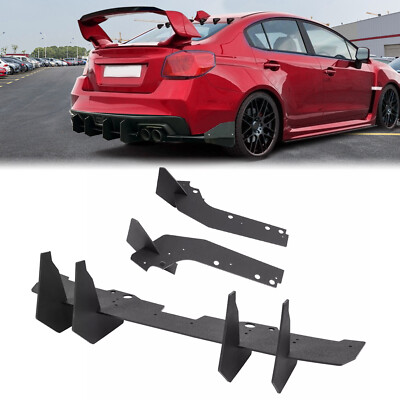 Rear Bumper Lip Diffuser+Corner Spat Apron Winglet For 15-21 18 Subaru WRX STI