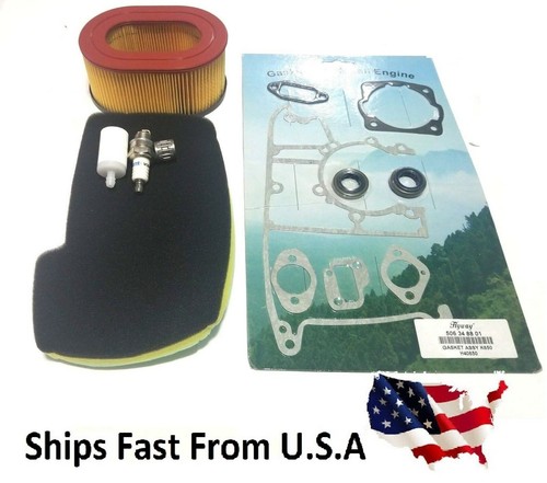 Husqvarna Partner K650 K700 Tune up Gasket Set with oil seals + Air filter set  - Picture 1 of 4