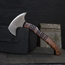 Tactical Tomahawk Axe Throwing Hatchet with Leather Sheath AISI 1065 steel