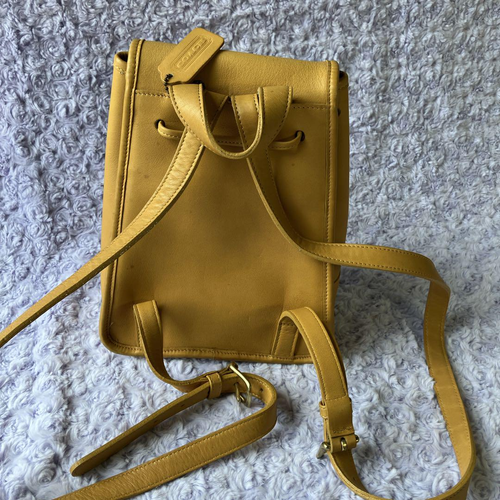 Vintage Coach 9960 Yellow Leather Backpack Bag Old Style Cowhide USA Made Used - Picture 5 of 19