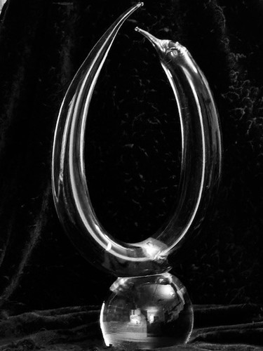 Vtg. Murano Style Absctract Large Clear Crystal Dolphin, Hand Blown Glass - Picture 3 of 7