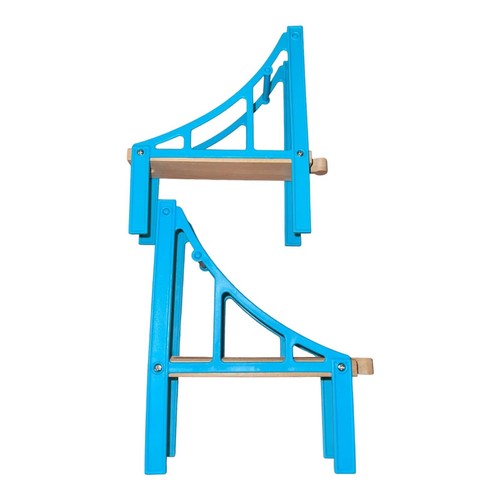 2 piece Wood Plastic Blue Railway Train Part Bridge Replacement Add-on Thomas - Picture 2 of 9